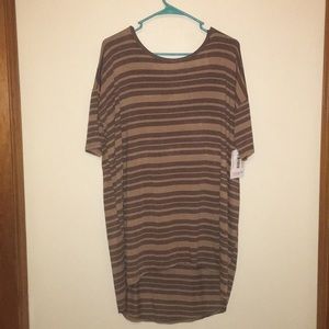 lularoe Irma small brown light brown stripes NWT